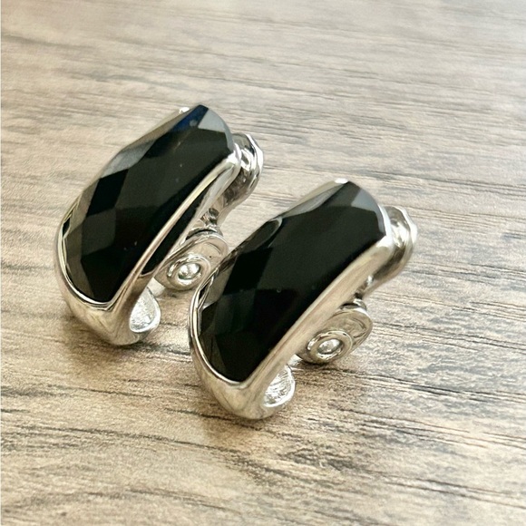 JJG Black Onyx and Sterling Silver Clip-On Earrings - Picture 2 of 4